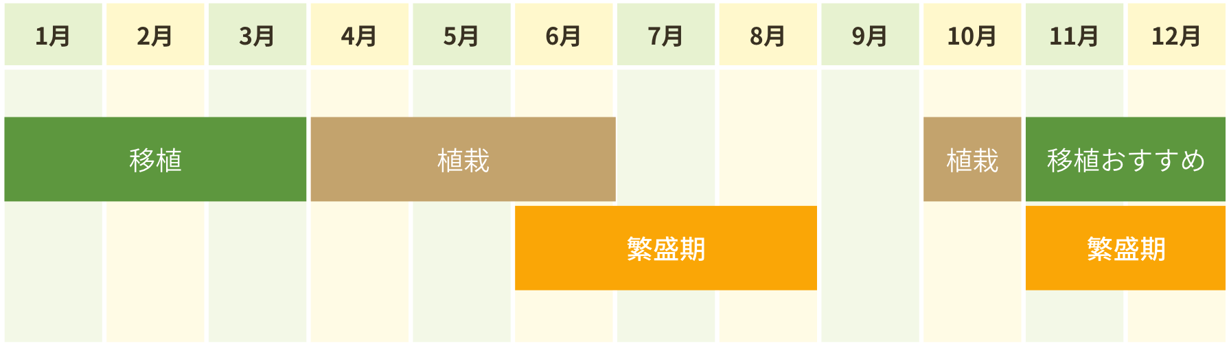 植栽移植・年間定期管理表