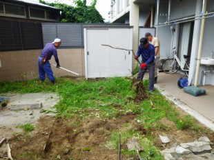 マンション専用庭防草工事