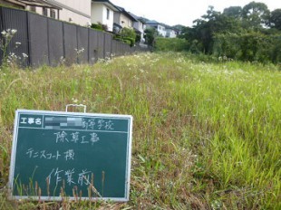 テニスコート横作業前